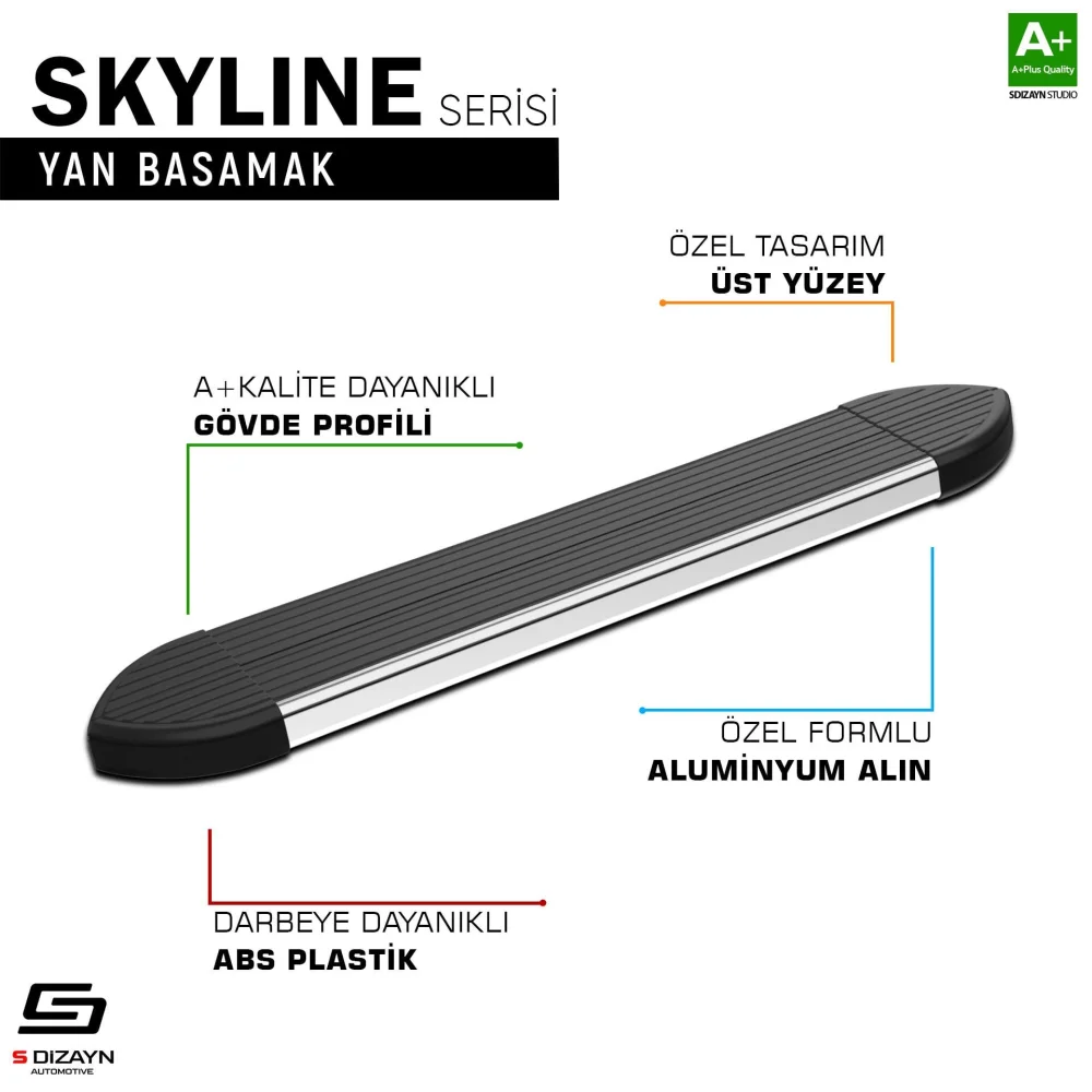S-Dizayn Peugeot 3008 Skyline Krom Yan Basamak 183 Cm 2009-2013 A+ Kalite