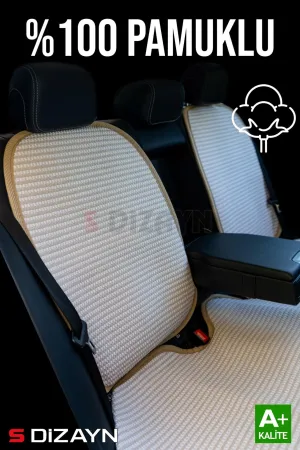 S-Dizayn Oto Koltuk Koruyucu Kılıf Set Krem Universal 2+3 Parça Ön Arka thumb 3