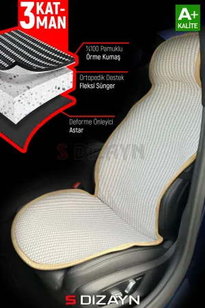 S-Dizayn Oto Koltuk Koruyucu Kılıf Set Krem Universal 2+3 Parça Ön Arka thumb 4