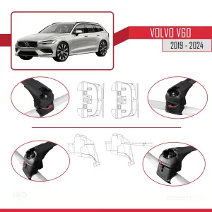 Volvo V60 2019 ve Sonrası ile uyumlu ACE-2 Ara Atkı Tavan Barı SİYAH thumb 3