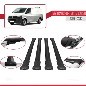 Volkswagen Transporter (T5) 2003-2015 Arası ile uyumlu FLY Model Ara Atkı Tavan Barı SİYAH 4 ADET BAR thumb 4