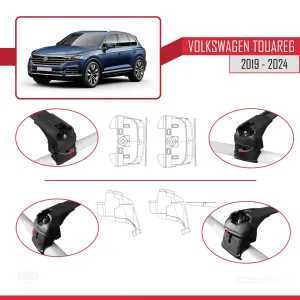 Volkswagen Touareg (CR) 2019 ve Sonrası ile uyumlu ACE-2 Ara Atkı Tavan Barı SİYAH thumb 4