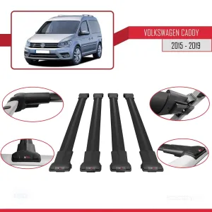 Volkswagen Caddy 2015-2019 Arası ile uyumlu FLY Model Ara Atkı Tavan Barı SİYAH 4 ADET BAR thumb 4