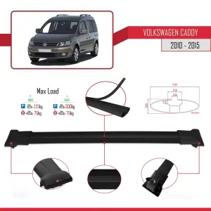 Volkswagen Caddy 2010-2015 Arası ile uyumlu FLY Model Ara Atkı Tavan Barı SİYAH 4 ADET BAR thumb 3