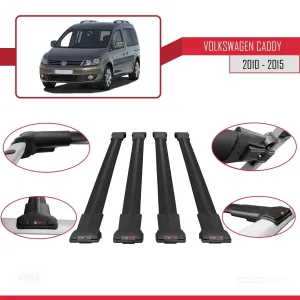 Volkswagen Caddy 2010-2015 Arası ile uyumlu FLY Model Ara Atkı Tavan Barı SİYAH 4 ADET BAR thumb 4
