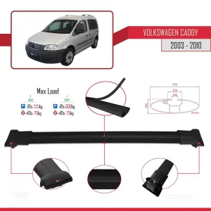 Volkswagen Caddy 2003-2010 Arası ile uyumlu FLY Model Ara Atkı Tavan Barı SİYAH 4 ADET BAR thumb 3