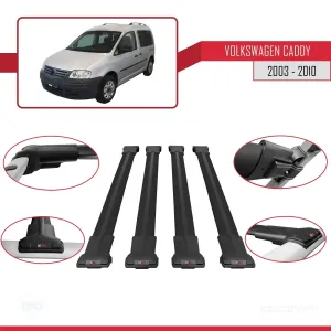 Volkswagen Caddy 2003-2010 Arası ile uyumlu FLY Model Ara Atkı Tavan Barı SİYAH 4 ADET BAR thumb 4
