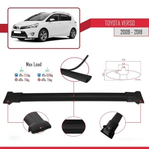 Toyota Verso 2009-2018 Arası ile uyumlu FLY Model Ara Atkı Tavan Barı SİYAH 4 ADET BAR thumb 3