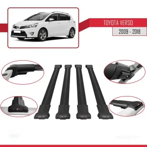 Toyota Verso 2009-2018 Arası ile uyumlu FLY Model Ara Atkı Tavan Barı SİYAH 4 ADET BAR thumb 4