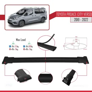 Toyota Proace City Verso 2019-2022 Arası ile uyumlu FLY Model Ara Atkı Tavan Barı SİYAH 4 ADET BAR thumb 2