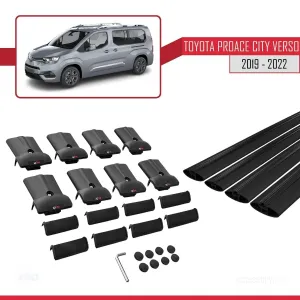 Toyota Proace City Verso 2019-2022 Arası ile uyumlu FLY Model Ara Atkı Tavan Barı SİYAH 4 ADET BAR thumb 4