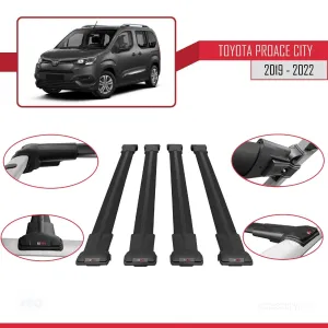 Toyota Proace City 2019-2022 Arası ile uyumlu FLY Model Ara Atkı Tavan Barı SİYAH 4 ADET BAR thumb 3