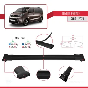 Toyota Proace 2016 ve Sonrası ile uyumlu FLY Model Ara Atkı Tavan Barı SİYAH 4 ADET BAR thumb 3