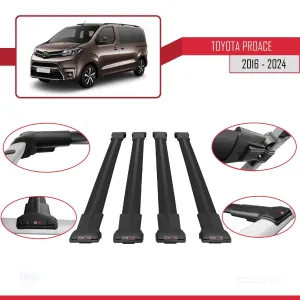 Toyota Proace 2016 ve Sonrası ile uyumlu FLY Model Ara Atkı Tavan Barı SİYAH 4 ADET BAR thumb 4