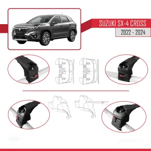 Suzuki SX4 S-Cross 2022 ve Sonrası ile uyumlu ACE-2 Ara Atkı Tavan Barı SİYAH thumb 3