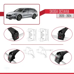 Skoda Octavia (NX) 2020 ve Sonrası ile uyumlu ACE-2 Ara Atkı Tavan Barı SİYAH thumb 3