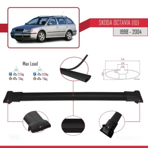 Skoda Octavia (1U) 1998-2004 Arası ile Uyumlu FLY Model Ara Atkı Tavan Barı SİYAH 3 ADET BAR thumb 4