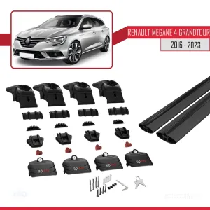Renault Megane GRANDTOUR 2016-2023 Arası ile uyumlu ACE-2 Ara Atkı Tavan Barı SİYAH thumb 4