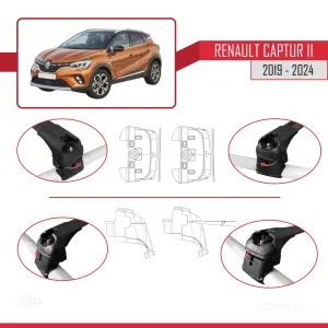 Renault Captur II 2019 ve Sonrası ile Uyumlu ACE-2 Ara Atkı Tavan Barı SİYAH thumb 4