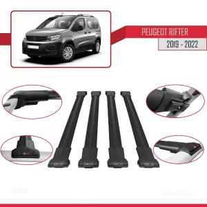 Peugeot Rifter 2019-2022 Arası ile uyumlu FLY Model Ara Atkı Tavan Barı SİYAH 4 ADET BAR thumb 3