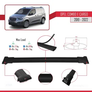 Opel Combo (E) PANELVAN 2019-2022 Arası ile uyumlu FLY Model Ara Atkı Tavan Barı SİYAH 4 ADET BAR thumb 2