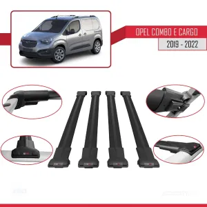 Opel Combo (E) PANELVAN 2019-2022 Arası ile uyumlu FLY Model Ara Atkı Tavan Barı SİYAH 4 ADET BAR thumb 3