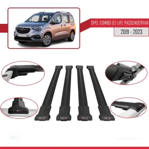 Opel Combo (E) Life PASSENGERVAN 2019-2023 Arası ile uyumlu FLY Model Ara Atkı Tavan Barı SİYAH 4 ADET BAR thumb 4