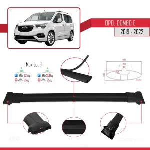 Opel Combo (E) 2019-2022 Arası ile uyumlu FLY Model Ara Atkı Tavan Barı SİYAH 4 ADET BAR thumb 2