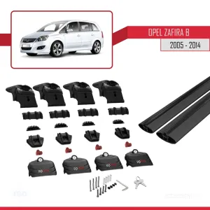 Opel - Vauxhall Zafira B 2005-2014 Arası ile uyumlu ACE-2 Ara Atkı Tavan Barı SİYAH thumb 4