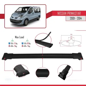 Nissan Primastar 2001-2014 Arası ile uyumlu FLY Model Ara Atkı Tavan Barı SİYAH 4 ADET BAR thumb 3