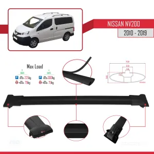 Nissan NV200 2010-2019 Arası ile uyumlu FLY Model Ara Atkı Tavan Barı SİYAH 4 ADET BAR thumb 3