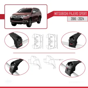 Mitsubishi Pajero Sport (MK3) 2016 ve Sonrası ile uyumlu ACE-2 Ara Atkı Tavan Barı SİYAH thumb 4