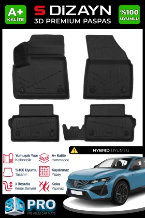 Peugeot 408 2022-Günümüz (P54) uyumlu Hybrid 3D Pro Havuzlu Paspas 2025 Üzeri A+ Kalite modelleri DRS Tuning'de. Kaliteli malzeme, hızlı kargo ve güvenli