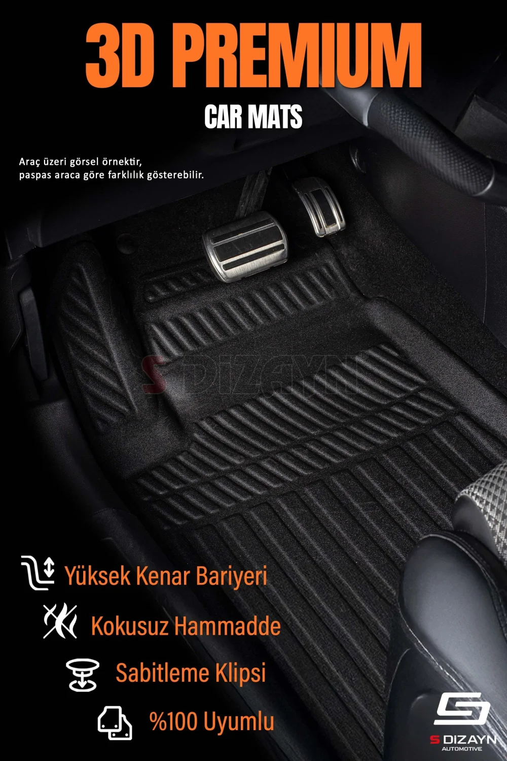 S-Dizayn Peugeot 208 Hybrid 1.2 3D Pro Havuzlu Paspas 2025 Üzeri A+ Kalite