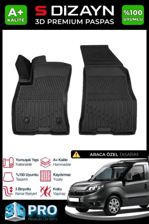 S-Dizayn Fiat Pratico Panelvan 3D Pro Havuzlu Paspas Ön 2'Li 2010 Üzeri A+ Kalite