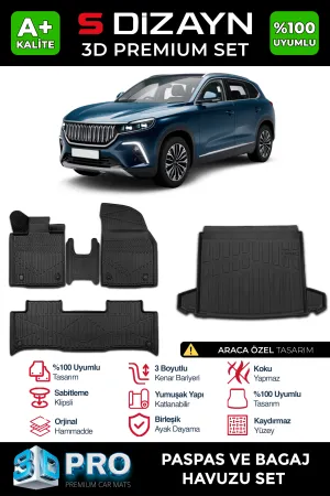 TOGG T10X 2023-Günümüz (T10X) uyumlu 3D Pro Havuzlu Paspas ve Bagaj Havuzu (2'li SET) 2023 Üzeri A+ Kalite modelleri DRS Tuning'de. Kaliteli malzeme, hızlı