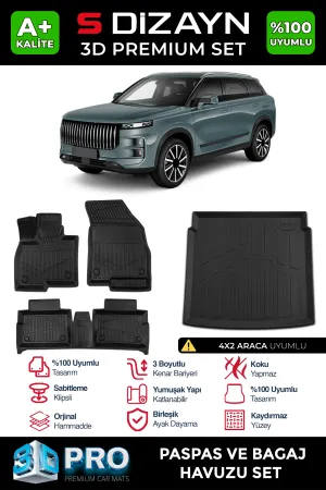 Chery Tiggo 7 uyumlu Jaecoo J7 4X2 3D Pro Havuzlu Paspas ve Bagaj Havuzu (2'li SET) 2024 Üzeri A+ Kalite modelleri Oto Aksesuar Shop'de. Kaliteli malzeme,