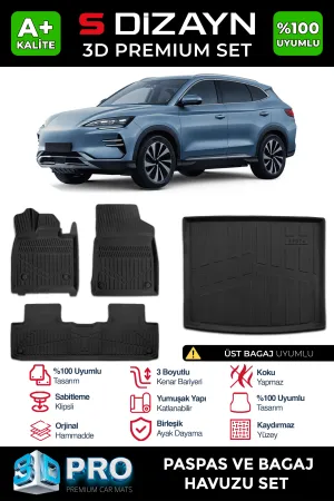 BYD Seal U DM-i uyumlu Seal U3D Pro Havuzlu Paspas ve Bagaj Havuzu (2'li SET) Üst Bagaj 2024 Üzeri A+ Kalite modelleri Oto Aksesuar Shop'de. Kaliteli malzeme,