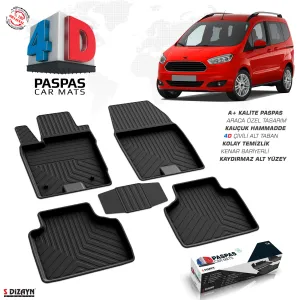 Ford Courier 4D Havuzlu Paspas Siyah 2014-2023 A+Kalite
