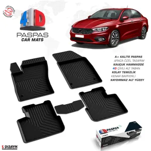 Fiat Egea Sd 4D Havuzlu Paspas Siyah 2015 Üzeri A+ Kalite