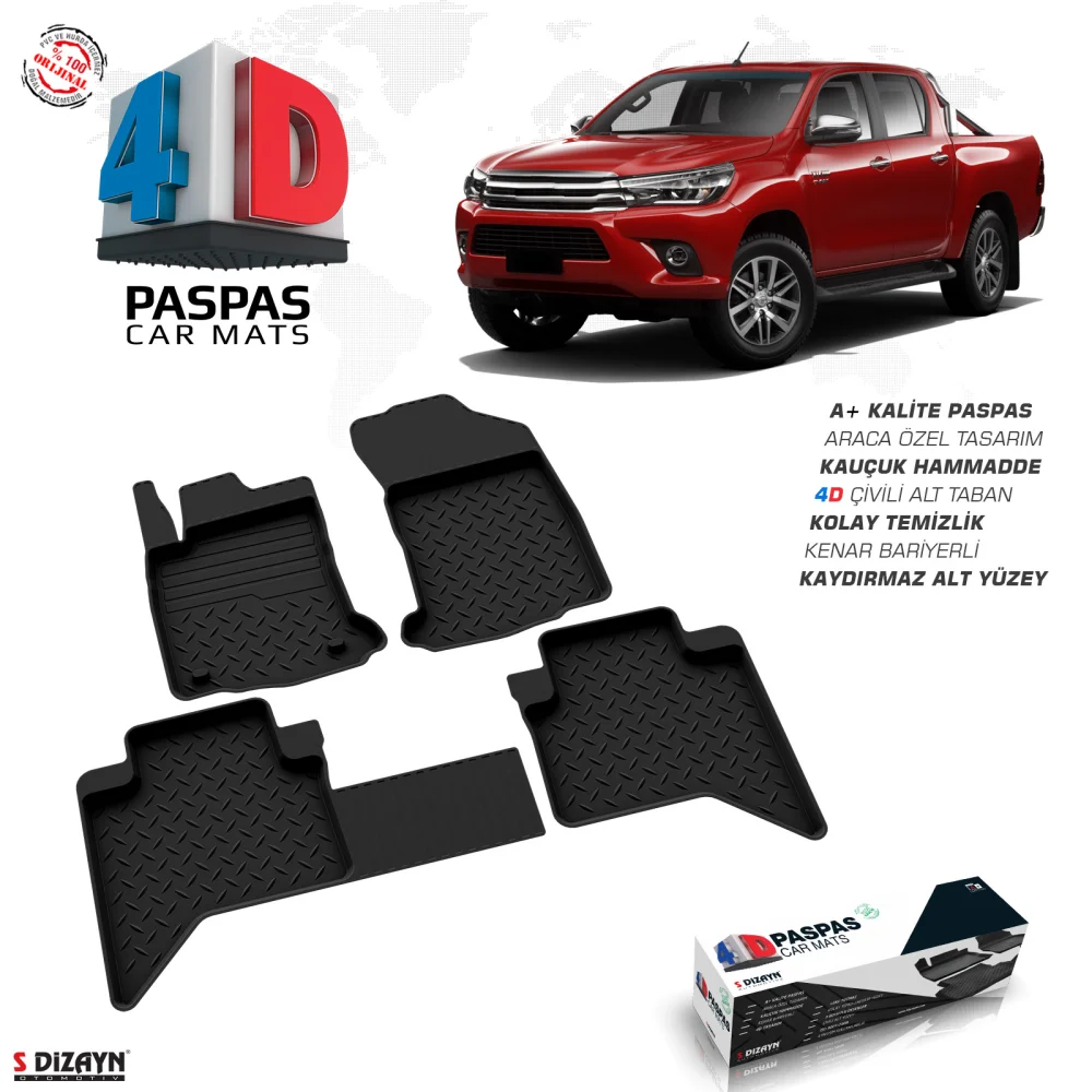 Toyota Hilux 8 4D Havuzlu Paspas 2015-2022 A+Kalite