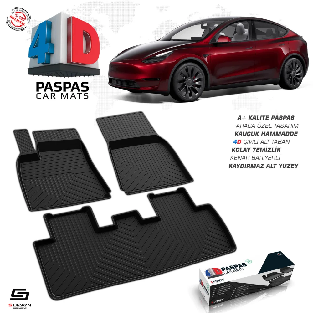 Tesla Model Y 4D Havuzlu Paspas 2020 Üzeri A+ Kalite