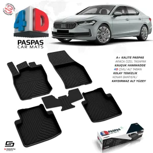 Skoda Superb 4D Havuzlu Paspas 2024 Üzeri A+ Kalite