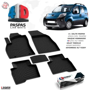 Peugeot Bipper 4D Havuzlu Paspas Siyah 2007-2017 A+Kalite