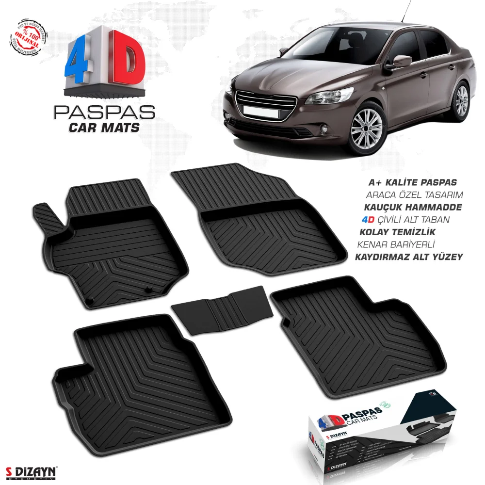 Peugeot 301 4D Havuzlu Paspas 2012-2017 A+Kalite
