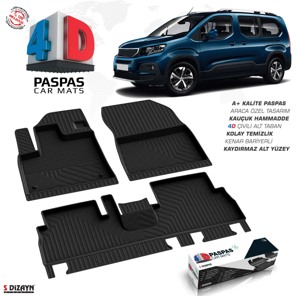 Peugeot Rifter 4D Havuzlu Paspas 2019-2023 A+Kalite