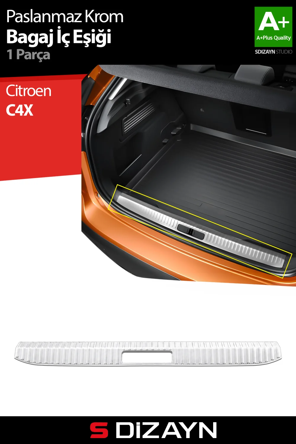 Citroen C4X Krom Bagaj İç Eşiği 2022 Üzeri A+ Kalite
