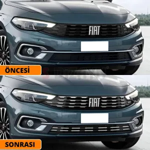 S-Dizayn Fiat Egea Krom Ön Panjur ve Tampon Çıta Seti Diamond Model 22 Prç. 2020 Üzeri (Mat Krom) - Görsel 5