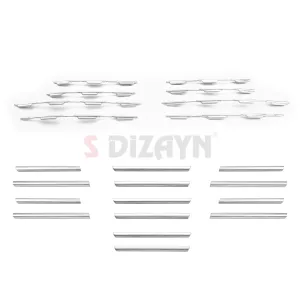 S-Dizayn Fiat Egea Krom Ön Panjur ve Tampon Çıta Seti Diamond Model 22 Prç. 2020 Üzeri (Parlak Krom) thumb 2