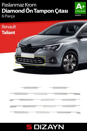 S-Dizayn Renault Taliant Krom Ön Tampon Çıtası Diamond Model 6 Prç. 2021 Üzeri A+ Kalite